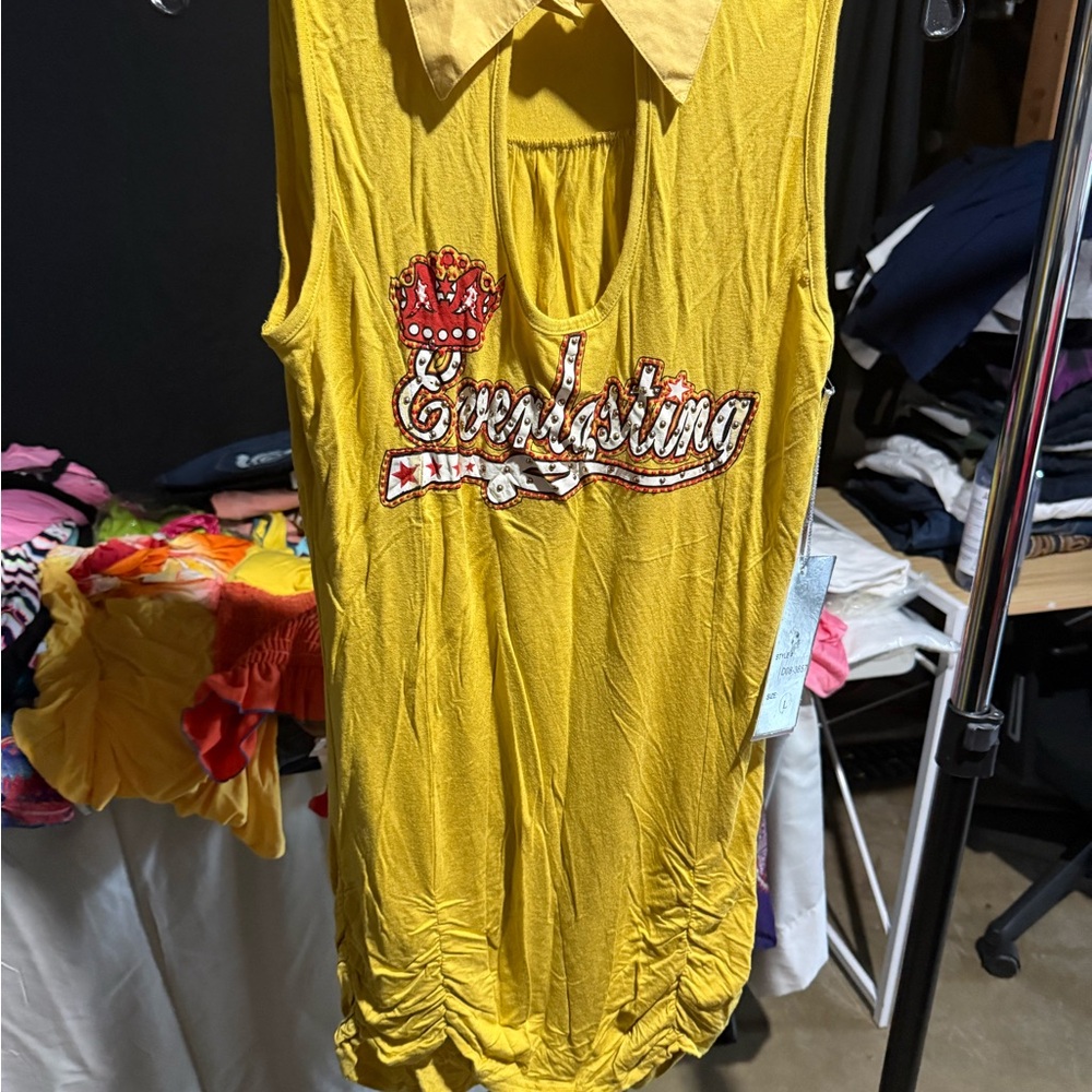 Leshop Women's Yellow Sleeveless Blouse